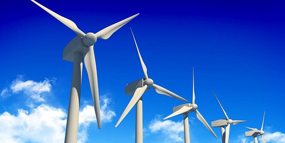 wind turbines staning in a row